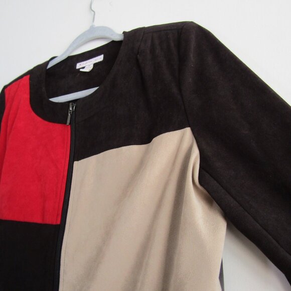 JM Collection Jacket 12 Petite Color Block Retro Artsy Modest Classic Casual - Picture 4 of 9